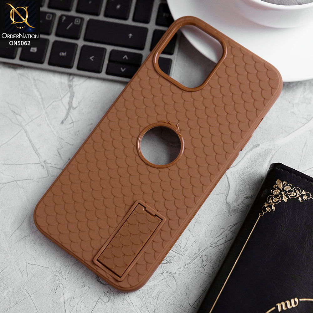 iPhone 12 Pro Max Cover - Brown - J-Case Dragon Fins Series - Soft TPU Protective Case With Kickstand Holder