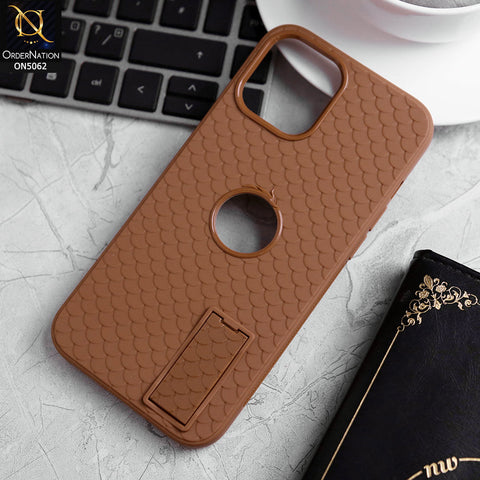 iPhone 13 Pro Cover - Brown - J-Case Dragon Fins Series - Soft TPU Protective Case With Kickstand Holder