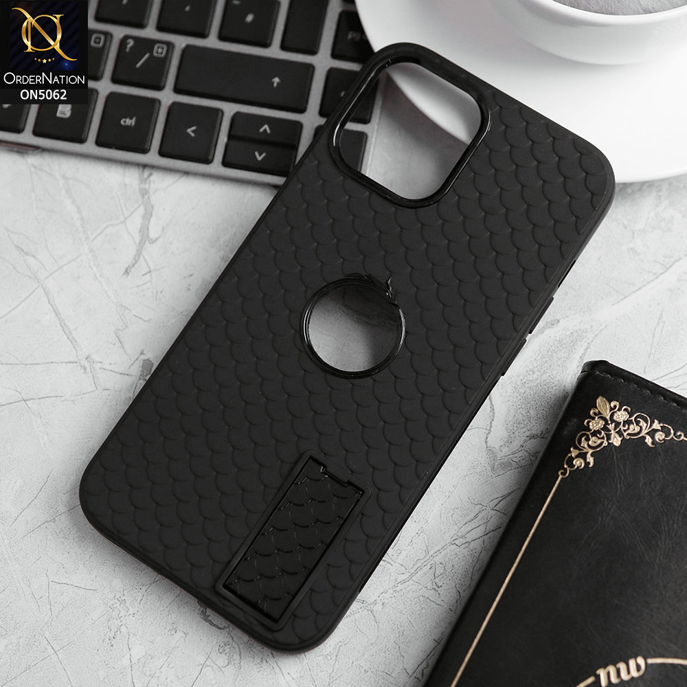 iPhone 13 Pro Max Cover - Black - J-Case Dragon Fins Series - Soft TPU Protective Case With Kickstand Holder