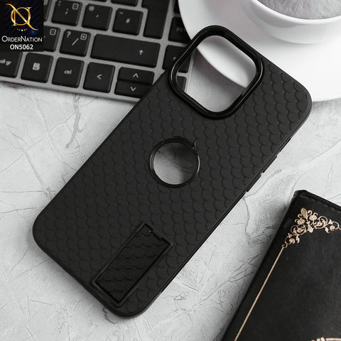 iPhone 15 Pro Cover - Black - J-Case Dragon Fins Series - Soft TPU Protective Case With Kickstand Holder