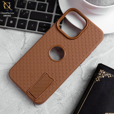 iPhone 15 Pro Cover - Brown - J-Case Dragon Fins Series - Soft TPU Protective Case With Kickstand Holder