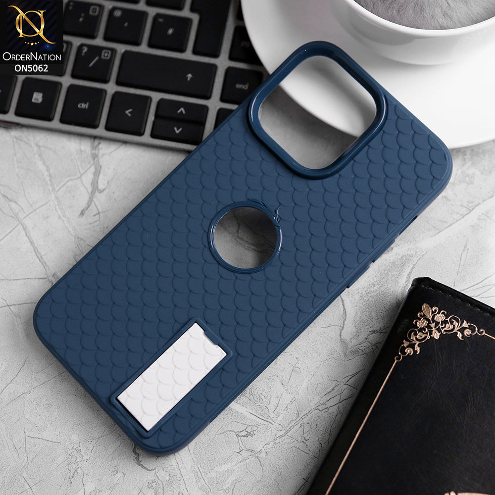 iPhone 15 Pro Max Cover - Blue - J-Case Dragon Fins Series - Soft TPU Protective Case With Kickstand Holder