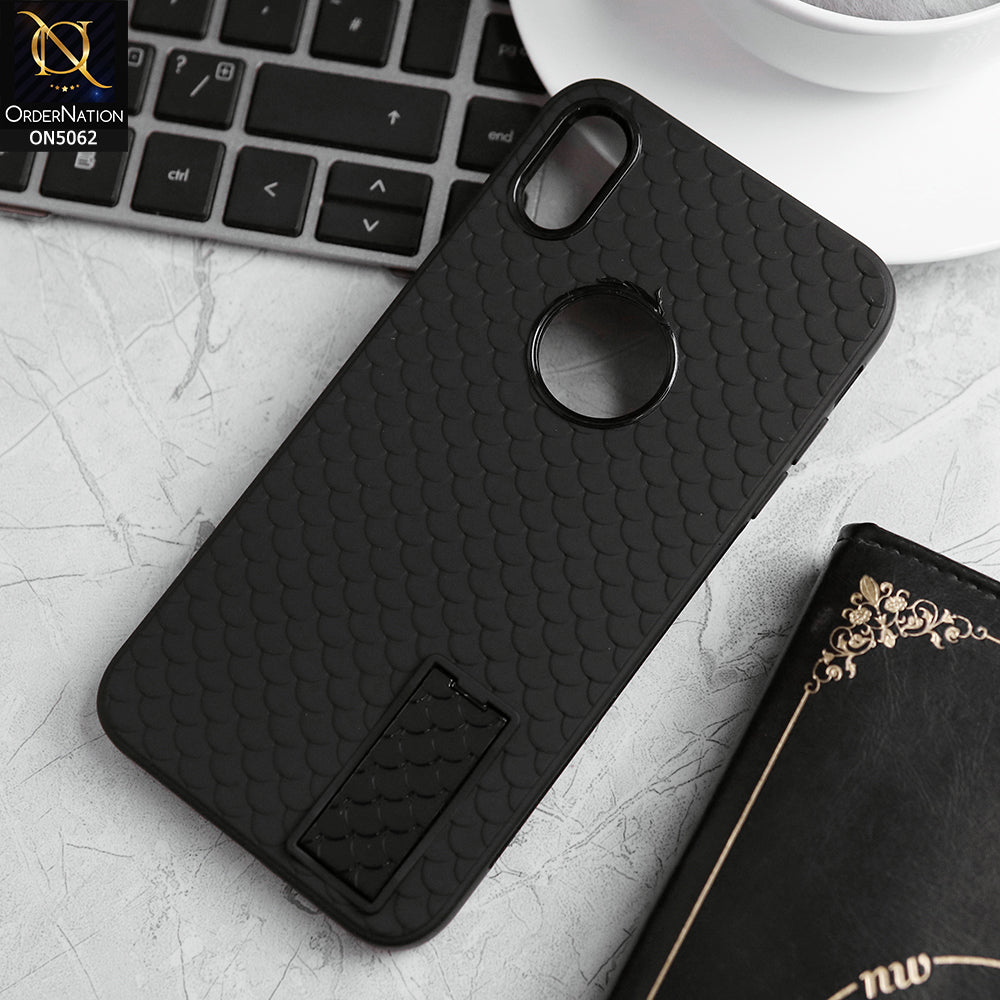 iPhone XS / X Cover - Black - J-Case Dragon Fins Series - Soft TPU Protective Case With Kickstand Holder