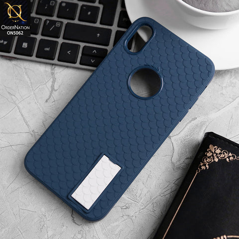 iPhone XS / X Cover - Blue - J-Case Dragon Fins Series - Soft TPU Protective Case With Kickstand Holder