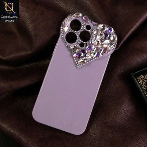 iPhone 12 Pro Max Cover - Purple - Bling Rhinestones 3D Heart Candy Colour Shiny Soft TPU Case