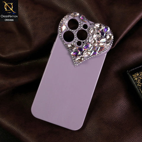 iPhone 14 Pro Max Cover - Purple - Bling Rhinestones 3D Heart Candy Colour Shiny Soft TPU Case