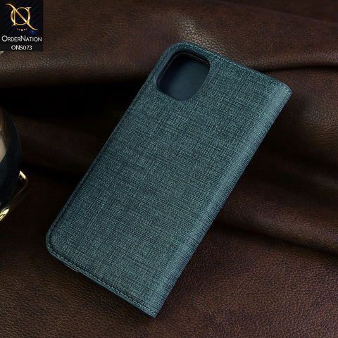 iPhone 12 Pro Cover - Blue - Lishen Classic Series - Premium Leather Magnatic Flip Book Case
