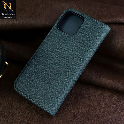 iPhone 15 Pro Cover - Blue - Lishen Classic Series - Premium Leather Magnatic Flip Book Case