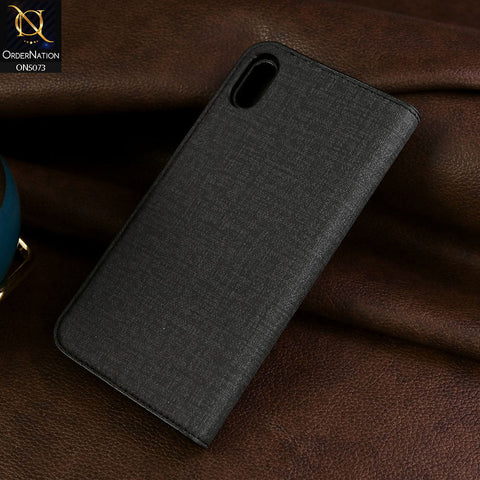 iPhone XS / X Cover - Black - Lishen Classic Series - Premium Leather Magnatic Flip Book Case