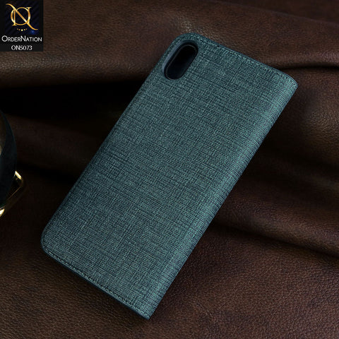 iPhone XS / X Cover - Blue - Lishen Classic Series - Premium Leather Magnatic Flip Book Case
