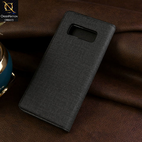 Samsung Galaxy Note 8 Cover - Black - Lishen Classic Series - Premium Leather Magnatic Flip Book Case