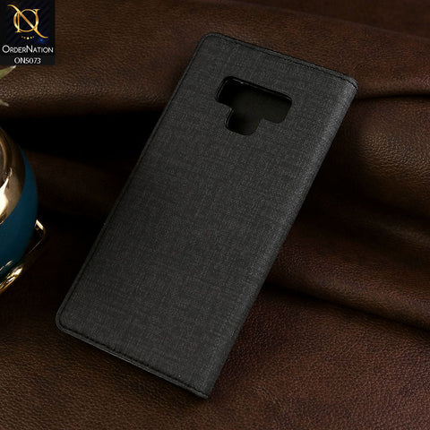 Samsung Galaxy Note 9 Cover - Black - Lishen Classic Series - Premium Leather Magnatic Flip Book Case