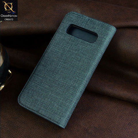 Samsung Galaxy S10 Plus Cover - Blue - Lishen Classic Series - Premium Leather Magnatic Flip Book Case
