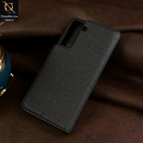 Samsung Galaxy S21 FE 5G Cover - Black - Lishen Classic Series - Premium Leather Magnatic Flip Book Case
