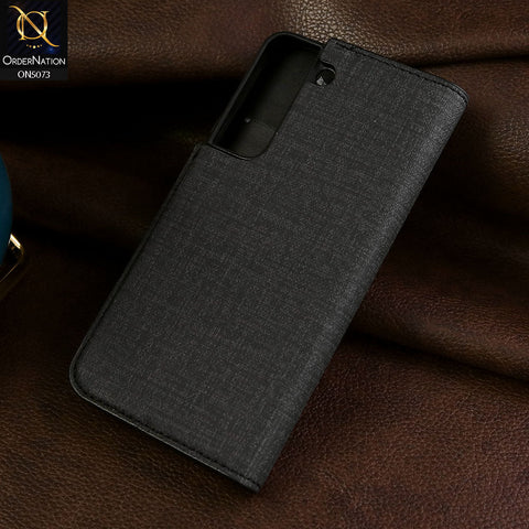 Samsung Galaxy S22 Ultra 5G Cover - Black - Lishen Classic Series - Premium Leather Magnatic Flip Book Case