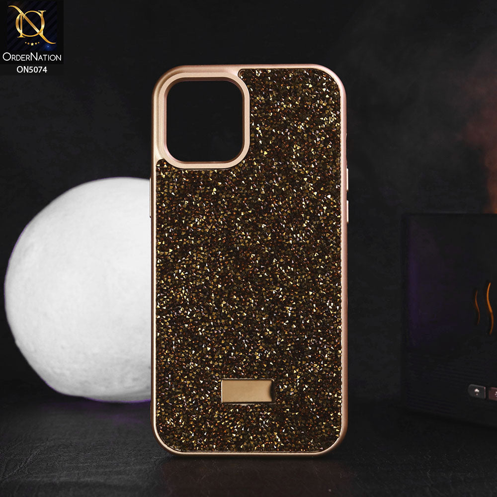 iPhone 12 Pro Max Cover - Golden - Luxury Bling Rhinestones Diamond shiny Glitter Soft TPU Case