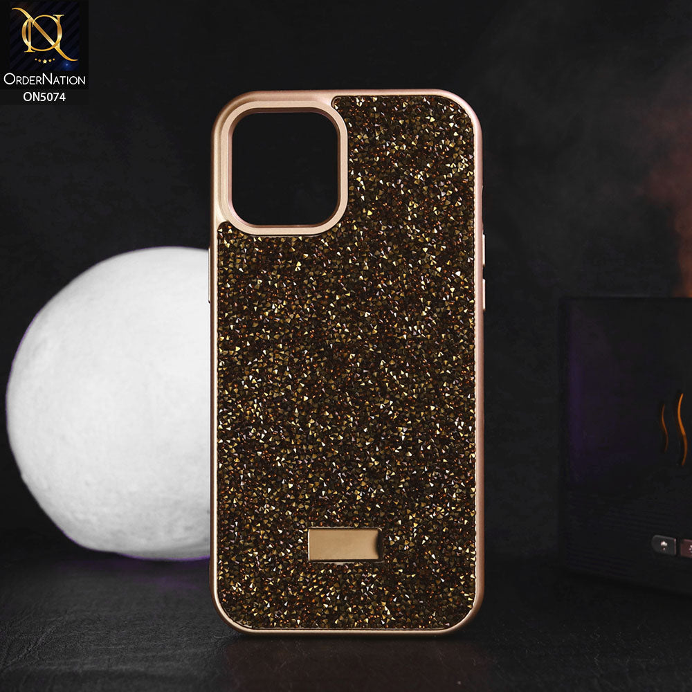 iPhone 12 Pro Max Cover - Dark Gold - Luxury Bling Rhinestones Diamond shiny Glitter Soft TPU Case