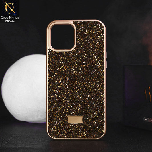 iPhone 12 Pro Max Cover - Dark Gold - Luxury Bling Rhinestones Diamond shiny Glitter Soft TPU Case