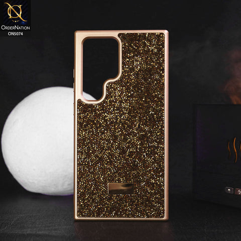 Samsung Galaxy S22 Ultra 5G Cover - Dark Gold - Luxury Bling Rhinestones Diamond shiny Glitter Soft TPU Case