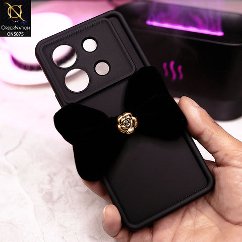 Infinix Zero 30 Cover - Black - Trendy 3D Velvet Bow Knot Matte Soft Case With Camera Protection