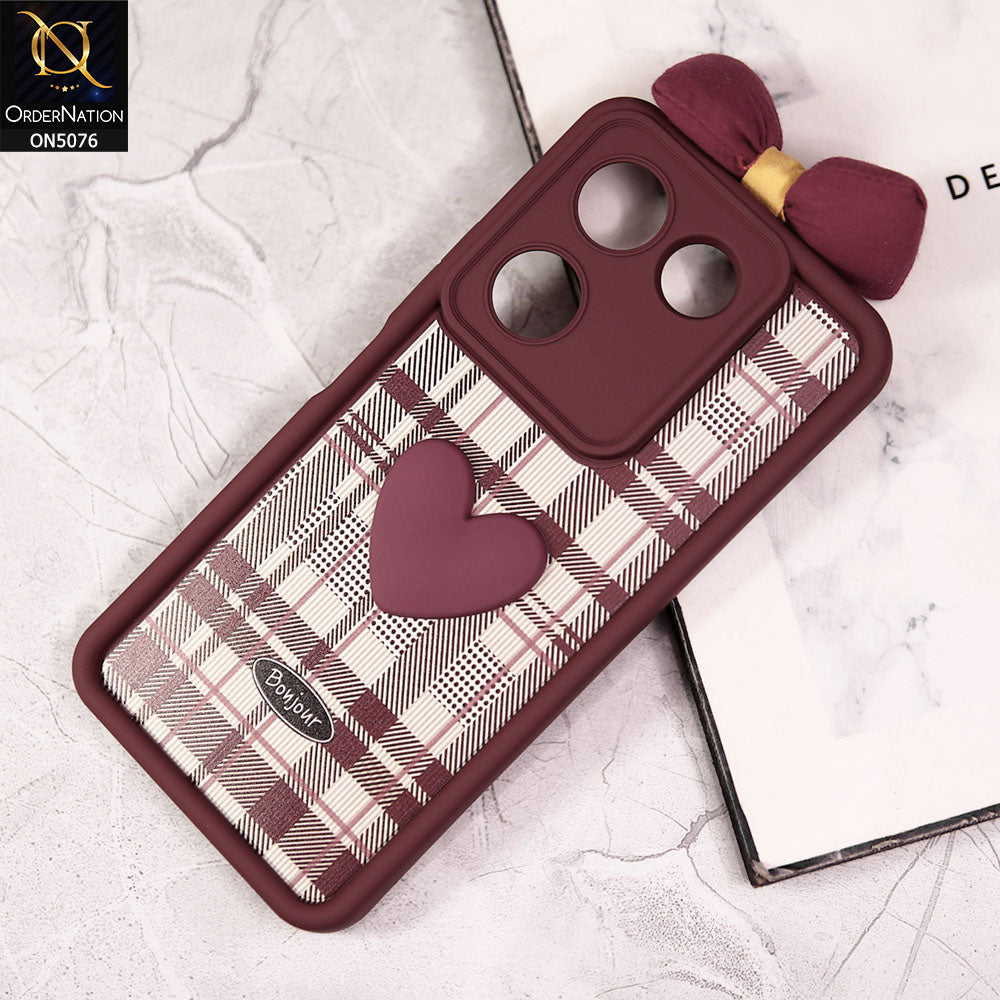 Tecno Camon 20 Cover - Red - Trendy 3D Bow Knot Love Heart Soft Case With Camera Protection