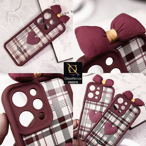 Xiaomi Redmi A2 Cover - Red - Trendy 3D Bow Knot Love Heart Soft Case With Camera Protection