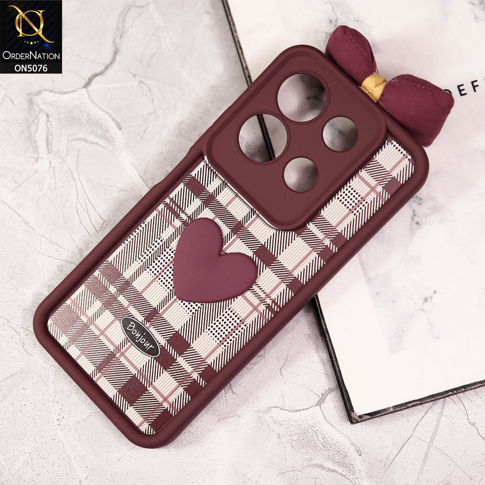 Infinix Note 30 Cover - Red - Trendy 3D Bow Knot Love Heart Soft Case With Camera Protection