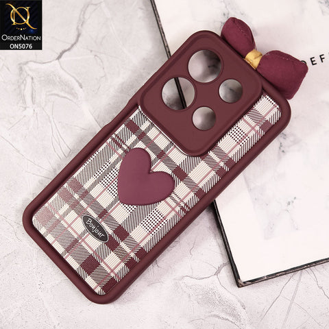 Infinix Note 30 Cover - Red - Trendy 3D Bow Knot Love Heart Soft Case With Camera Protection