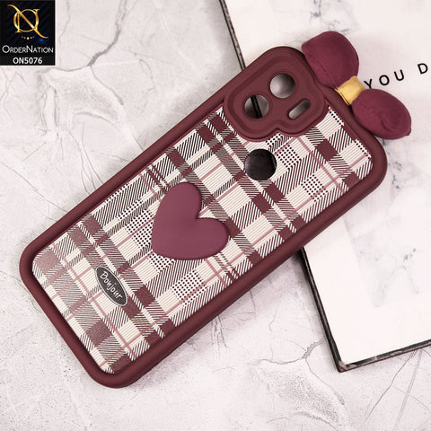 Xiaomi Redmi A2 Cover - Red - Trendy 3D Bow Knot Love Heart Soft Case With Camera Protection