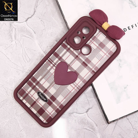Xiaomi Poco C55 Cover - Red - Trendy 3D Bow Knot Love Heart Soft Case With Camera Protection
