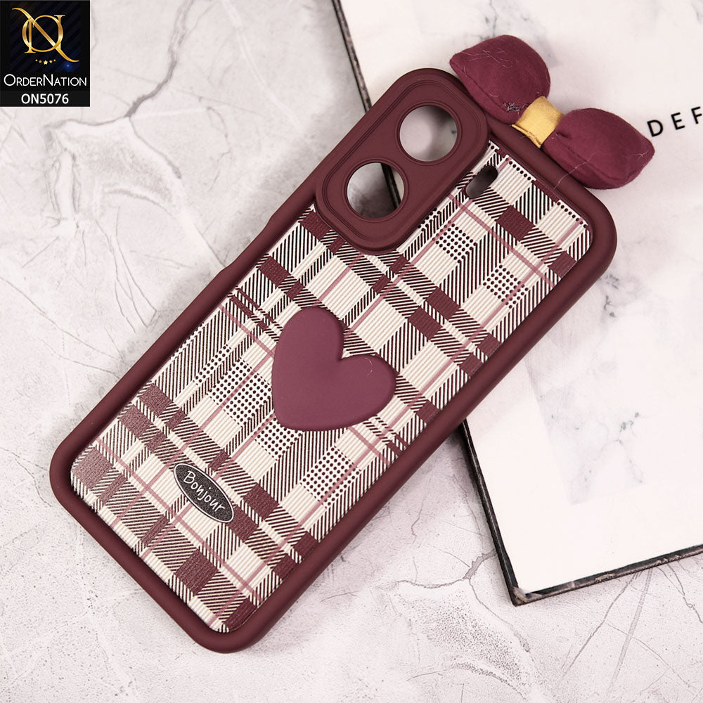 Xiaomi Poco C65 Cover - Red - Trendy 3D Bow Knot Love Heart Soft Case With Camera Protection