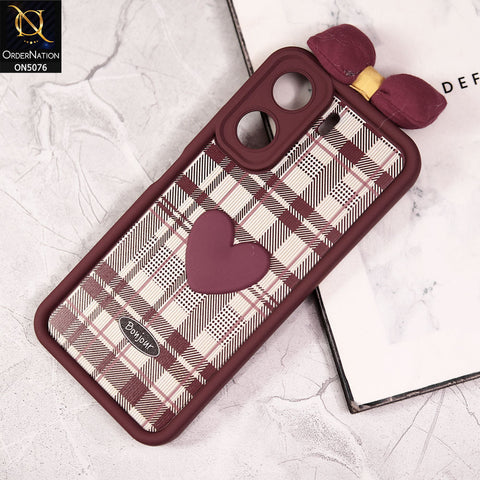 Xiaomi Redmi 13C Cover - Red - Trendy 3D Bow Knot Love Heart Soft Case With Camera Protection