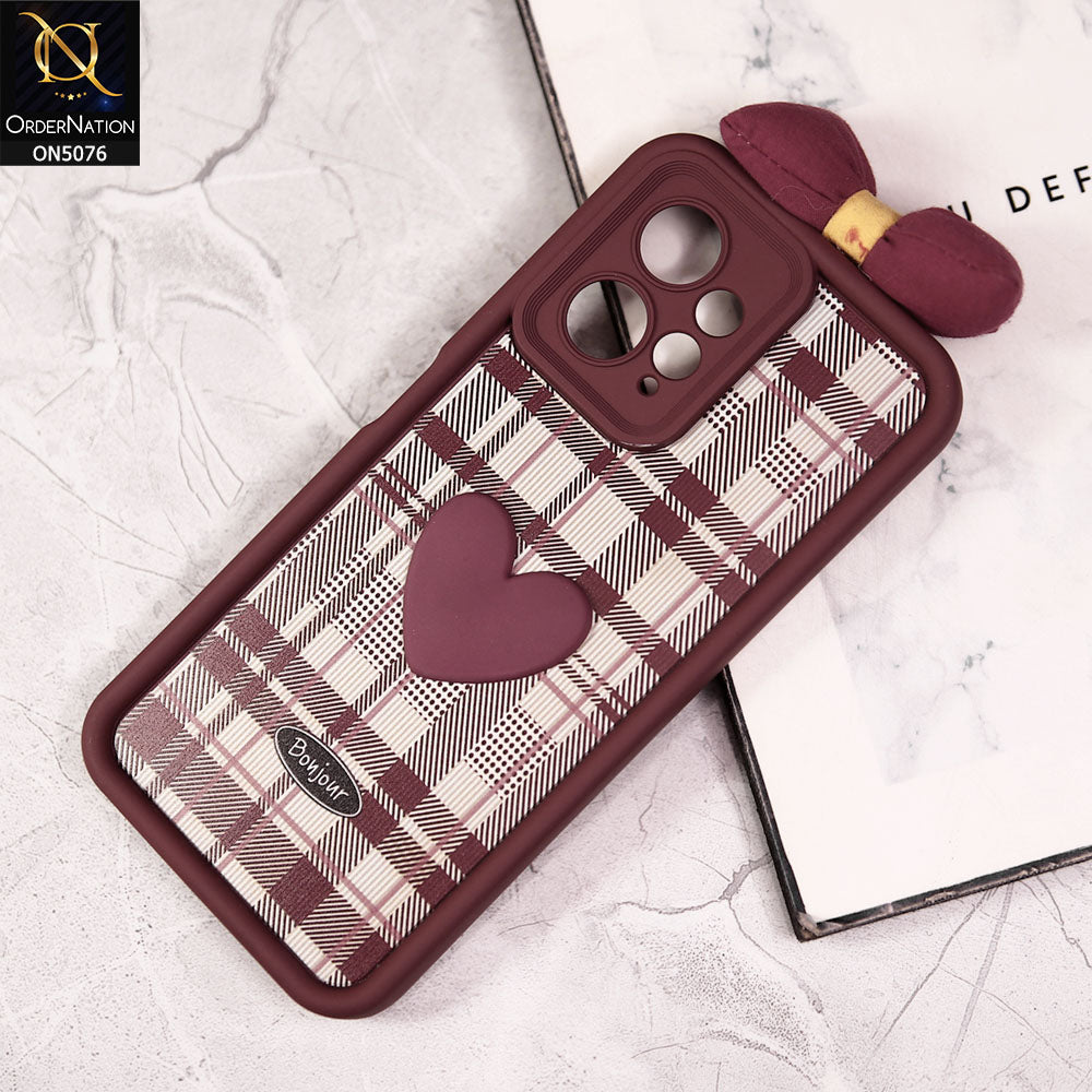 Xiaomi Redmi Note 12 4G Cover - Red - Trendy 3D Bow Knot Love Heart Soft Case With Camera Protection