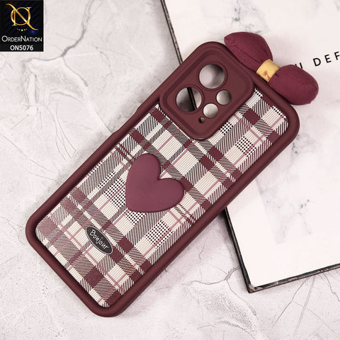 Xiaomi Redmi Note 12 4G Cover - Red - Trendy 3D Bow Knot Love Heart Soft Case With Camera Protection