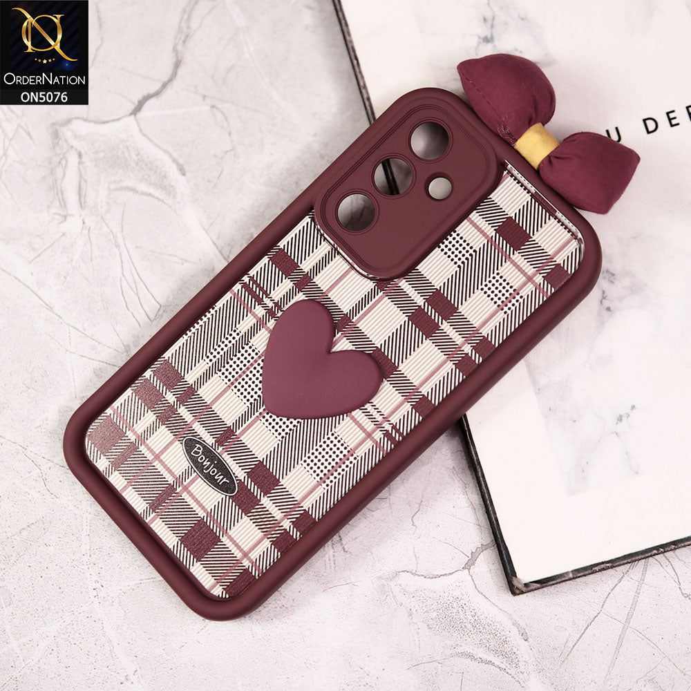 Samsung Galaxy A04s Cover - Red - Trendy 3D Bow Knot Love Heart Soft Case With Camera Protection