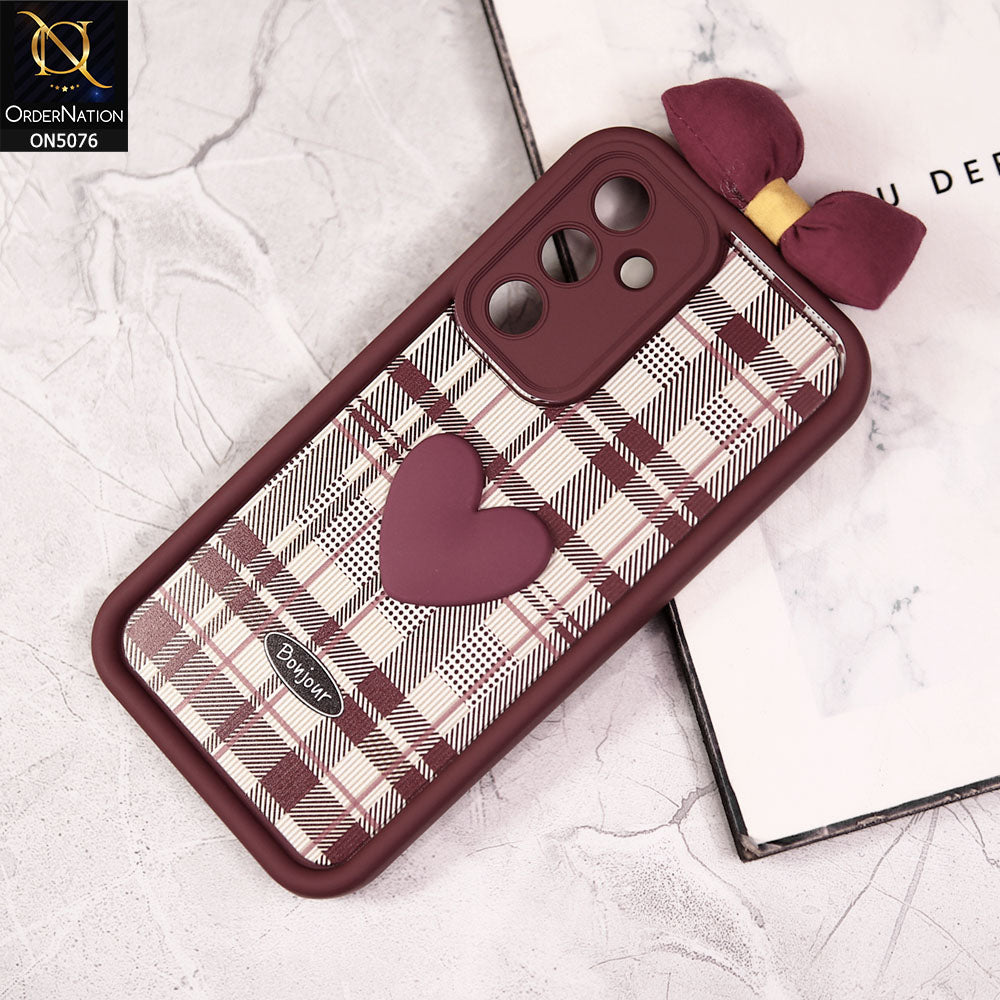 Samsung Galaxy A34 5G Cover - Red - Trendy 3D Bow Knot Love Heart Soft Case With Camera Protection