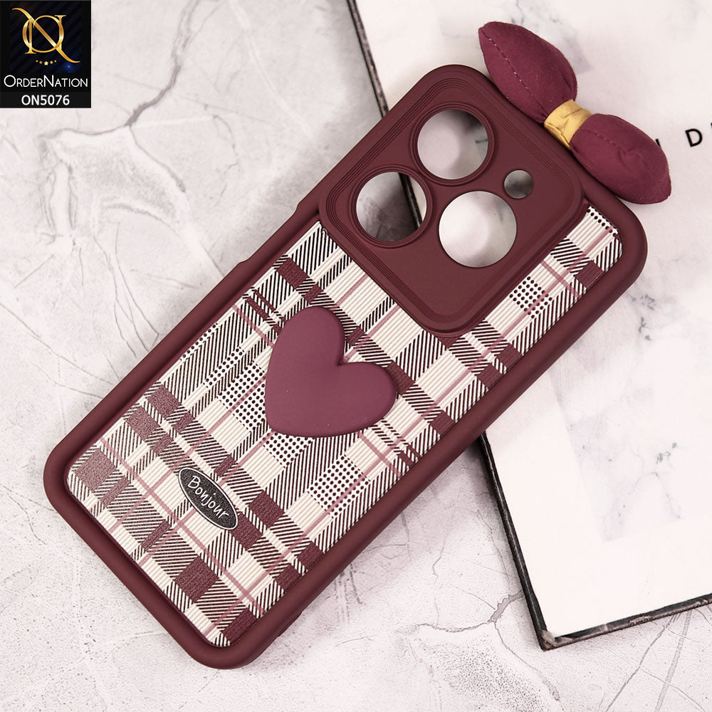 Infinix Hot 40i Cover - Red - Trendy 3D Bow Knot Love Heart Soft Case With Camera Protection