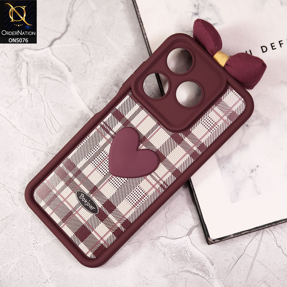 Tecno Spark 10C Cover - Red - Trendy 3D Bow Knot Love Heart Soft Case With Camera Protection