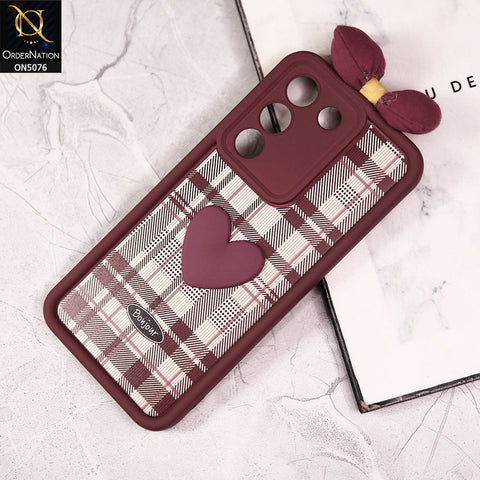 Vivo V29e Cover - Red - Trendy 3D Bow Knot Love Heart Soft Case With Camera Protection