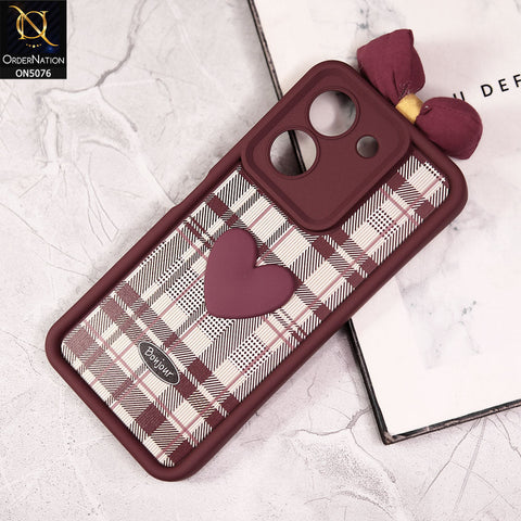Vivo Y36 4G Cover - Red - Trendy 3D Bow Knot Love Heart Soft Case With Camera Protection