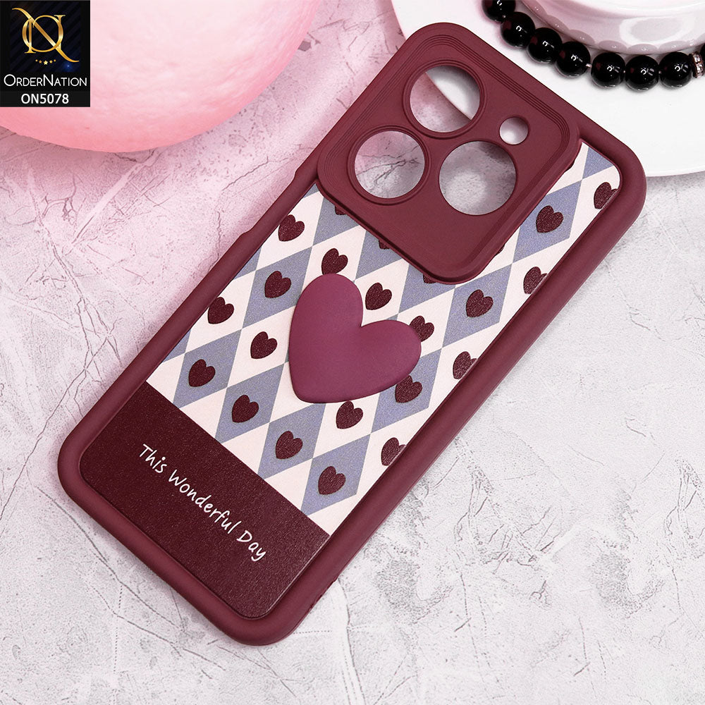Tecno Spark 20 Cover - Red - Trendy 3D Love Heart Soft Case With Camera Protection
