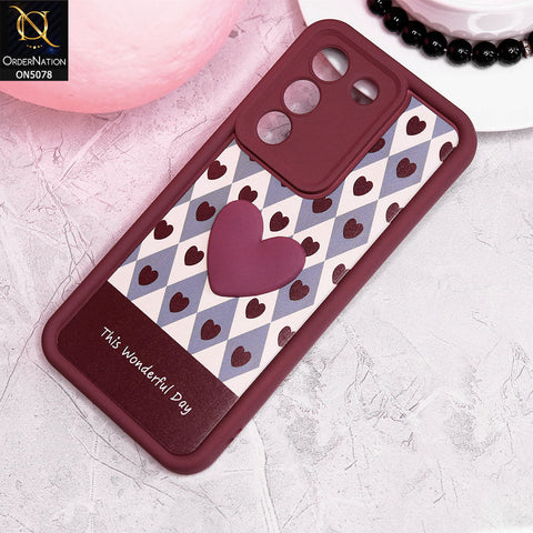 Vivo V29e Cover - Red - Trendy 3D Love Heart Soft Case With Camera Protection