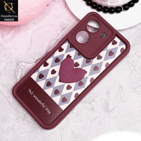 Vivo Y36 5G Cover - Red - Trendy 3D Love Heart Soft Case With Camera Protection