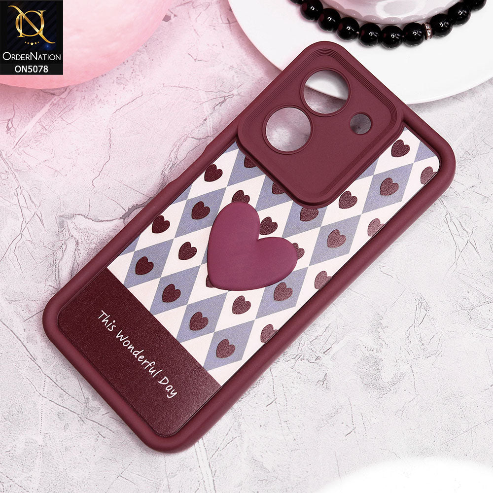 Vivo Y36 4G Cover - Red - Trendy 3D Love Heart Soft Case With Camera Protection