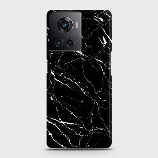 OnePlus 10R Cover - Trendy Black Marble Printed Hard Case with Life Time Colors Guarantee