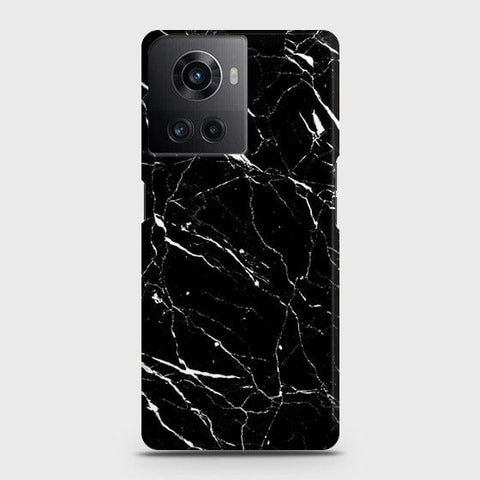 OnePlus 10R Cover - Trendy Black Marble Printed Hard Case with Life Time Colors Guarantee