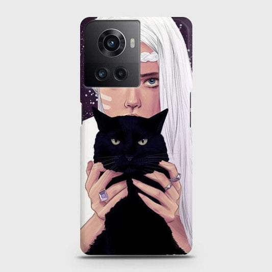 OnePlus 10R Cover - Trendy Wild Black Cat Printed Hard Case with Life Time Colors Guarantee