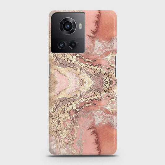 OnePlus 10R Cover - Trendy Chic Rose Gold Marble Printed Hard Case with Life Time Colors Guarantee