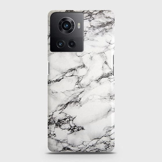 OnePlus 10R Cover - Matte Finish - Trendy White Floor Marble Printed Hard Case with Life Time Colors Guarantee