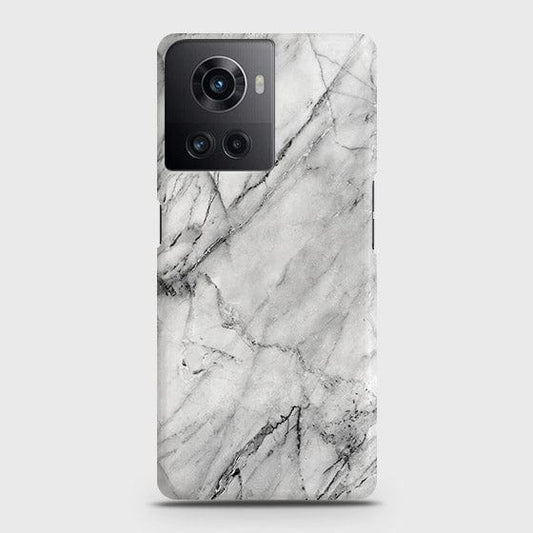 OnePlus 10R Cover - Matte Finish - Trendy White Marble Printed Hard Case with Life Time Colors Guarantee